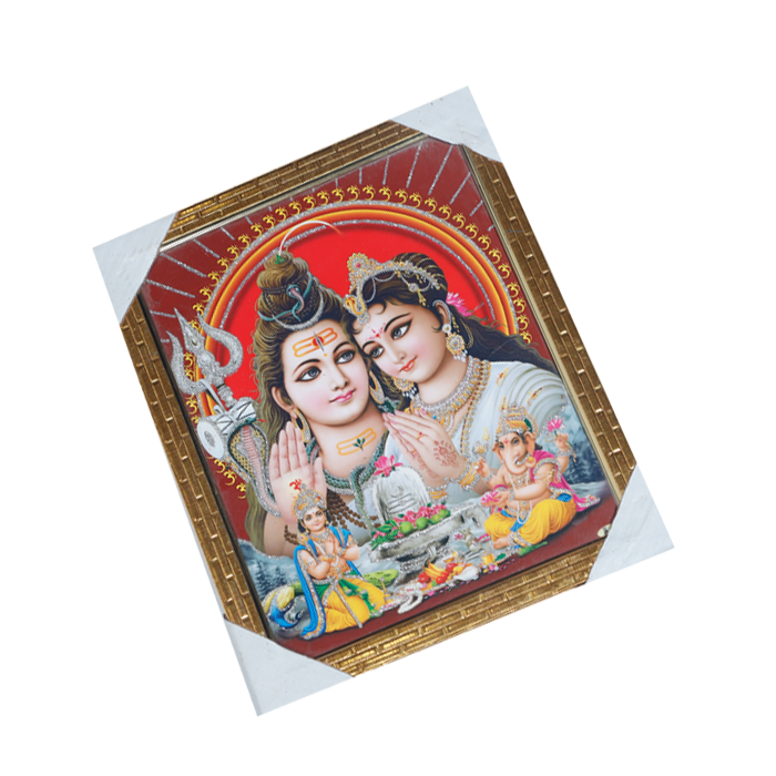 Lord Shiva Family Photo Frame - 12 × 10 Inches | For Pooja Temple | Home Decor And Gifts