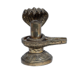 Brass Shivling Stand With Snake - 4 × 3.5 Inches | For Pooja Temple And Gifts