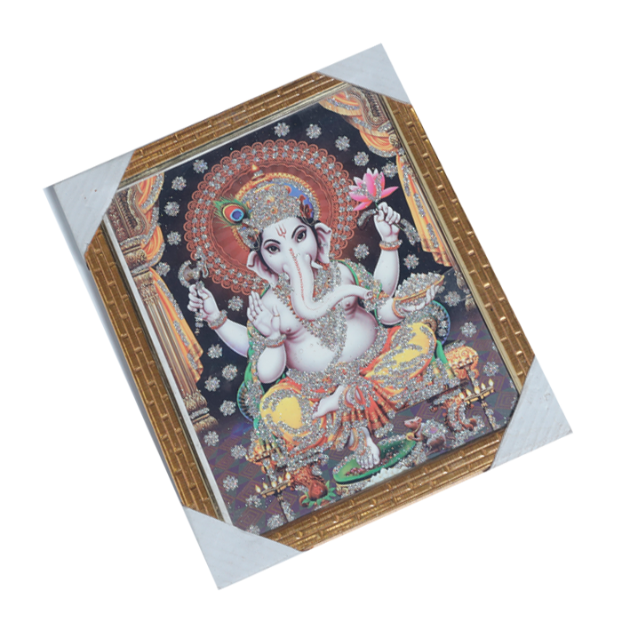 Lord Ganesha Photo Frame - 11 × 10 Inches | For Pooja Temple | Home Decor And Gifts