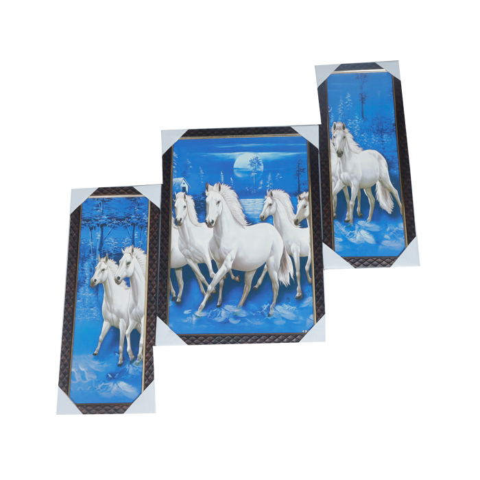 7 Running Vastu Shastr White Horse Photo Frame - 19 × 15 Inches | For Home Decor And Gifts