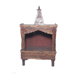 Brown Traditional Sheesham Plank Jaali Mandir,