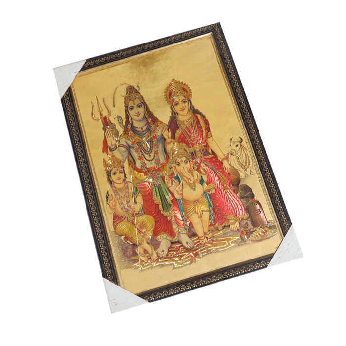 Lord Shiva Family Photo Frame - 25 × 17 Inches | For Pooja Temple | Home Decor And Gifts