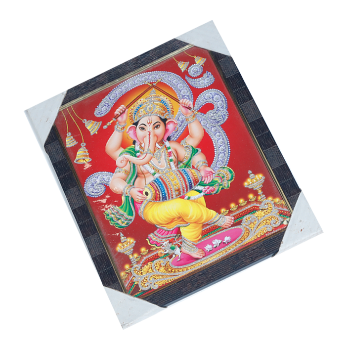 Lord Ganesha Photo Frame - 11 × 10 Inches | For Pooja Temple | Home Decor And Gifts