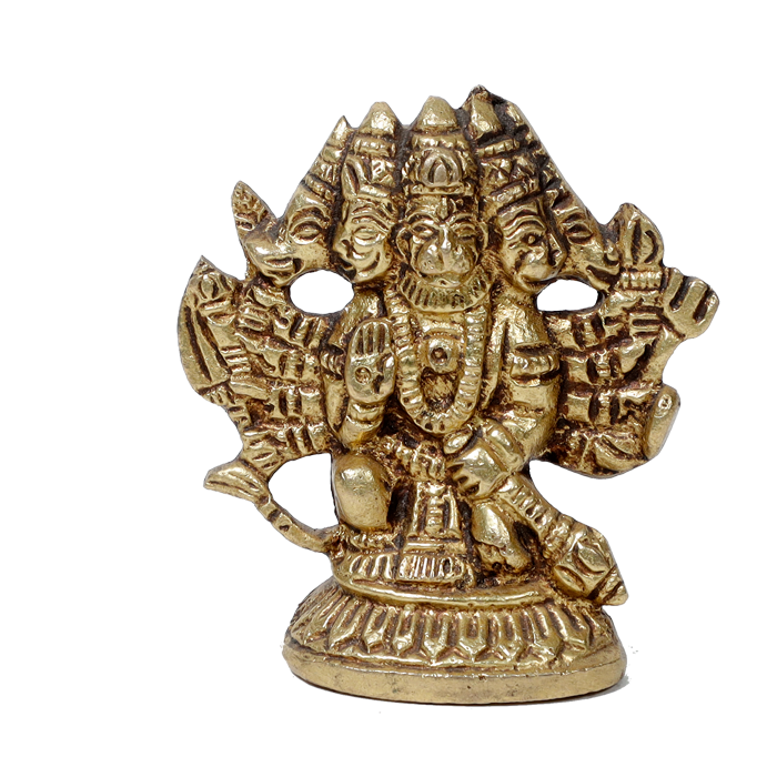 Brass Murti Panchmukhi Hanuman Ji - 3 × 2.5 Inches | For Pooja Temple | Home Decor And Gifts