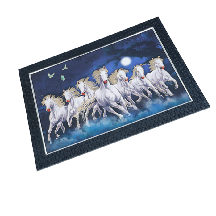 7 Running Vastu Shastr White Horse Photo Frame - 14 × 20 Inches | For Home Decor And Gifts