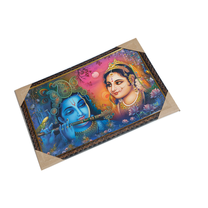Lord Krishan And Goddess Radha Photo Frame - 13 × 19 Inches | For Pooja Temple | Home Decor And Gifts