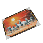 7 Running Vastu Shastr White Horse Photo Frame - 20 × 13 Inches | For Home Decor And Gifts