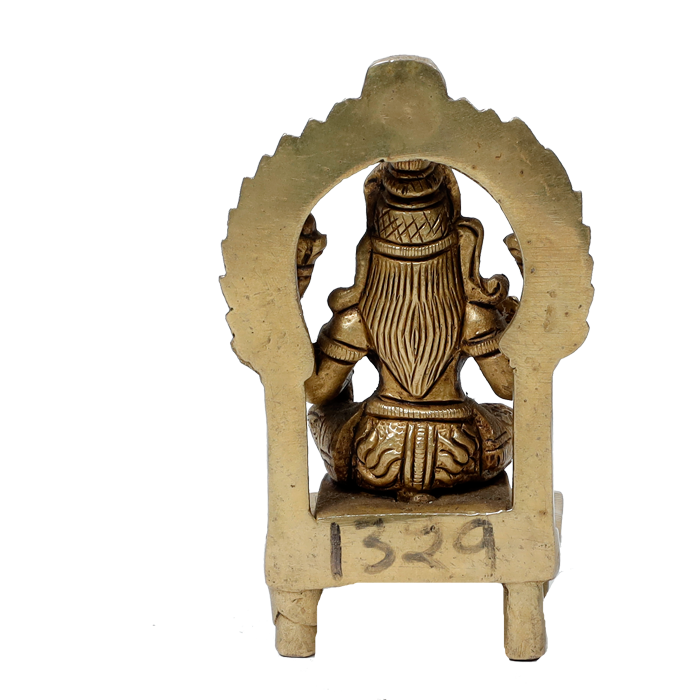 Brass Murti Goddess Lakshmi Ji Is Sitting On Throne - 4 × 2.5 Inches | For Pooja Temple | Home Decor And Gifts