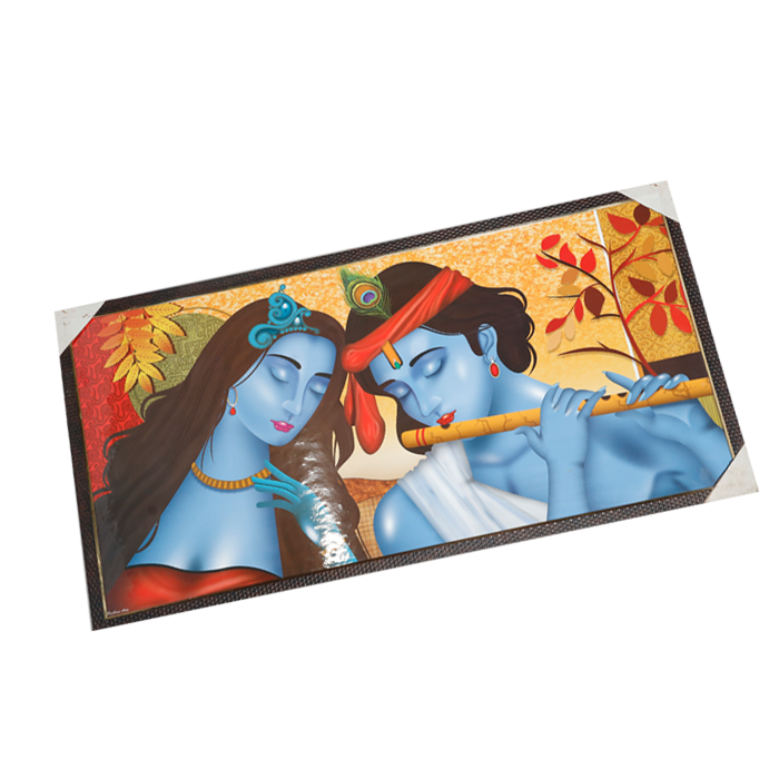 Lord Krishna And Goddess Radha Photo Frame - 20 × 40 Inches | For Pooja Temple | Home Decor And Gifts