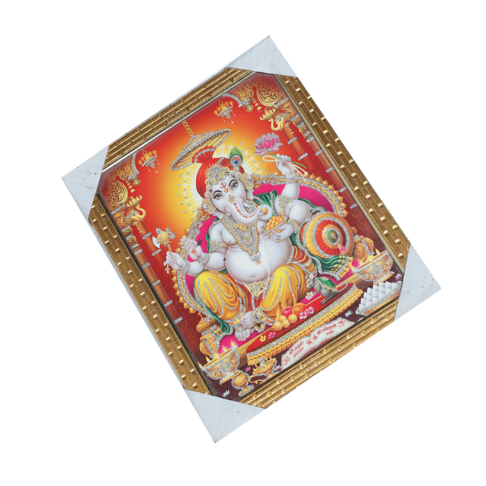 Lord Ganesha Photo Frame - 13 × 11 Inches | For Pooja Temple | Home Decor And Gifts