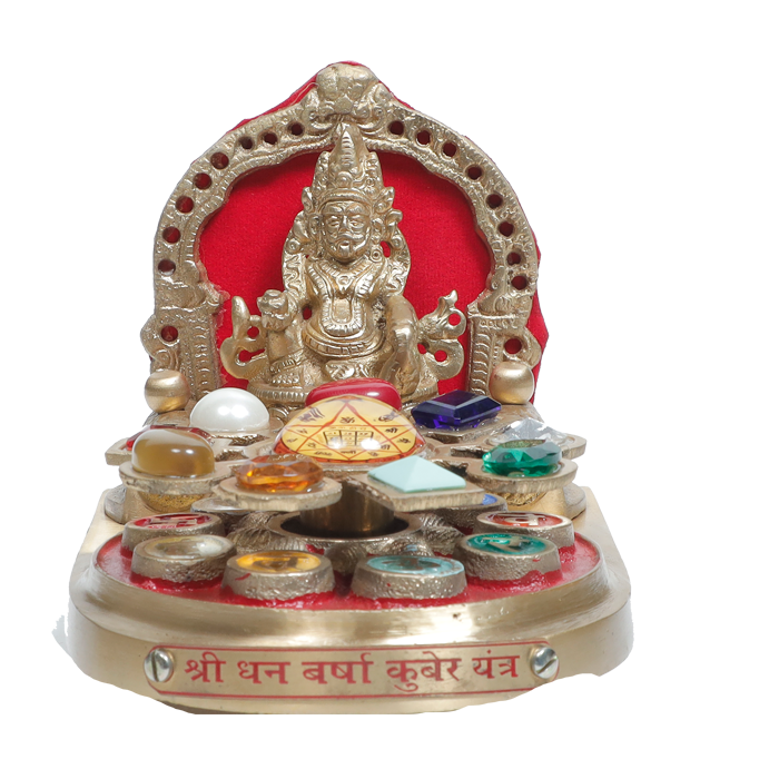 Shri Dhan Varsha Brass Kuber Yantra Chowki - 4 × 6 Inches