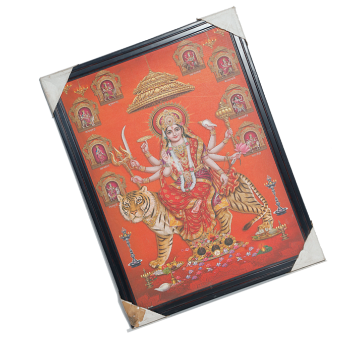Goddess Shera Wali Mata Is Sitting On A Lion Photo Frame - 26 × 20 Inches | For Pooja Temple | Home Decor And Gifts