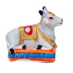 Nandi Sitting On The Throne Pooja Mandir Murti Idol - 3 × 3 Inches | For Pooja Temple