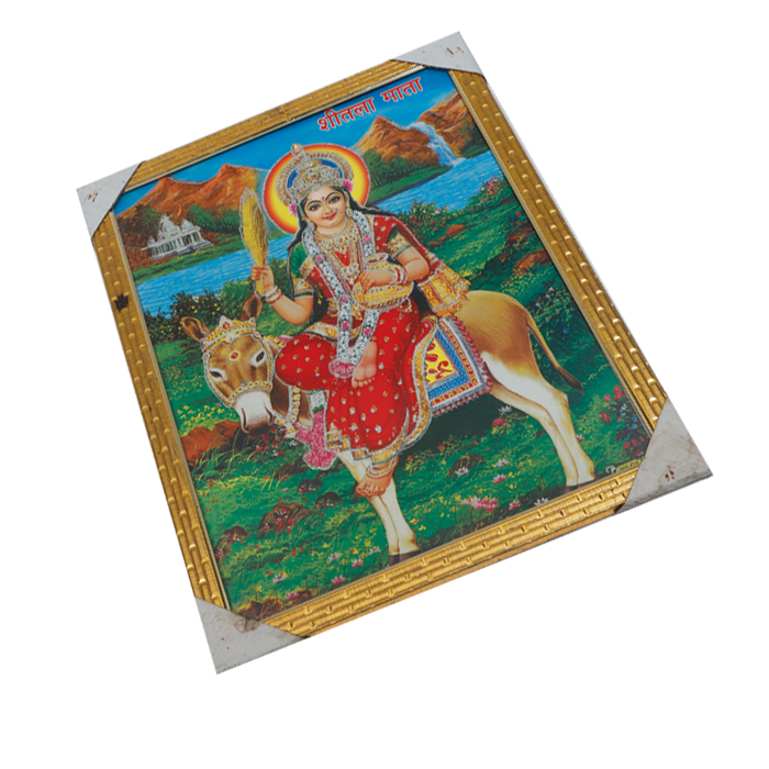 Goddess Sheetala Mata Photo Frame - 17 x 13 Inches | For Pooja Temple | Home Decor And Gifts