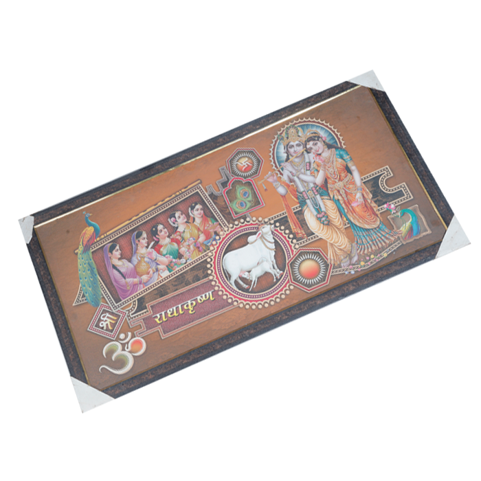 Lord Krishna And Goddess Radha With Gopis Photo Frame - 20 × 40 Inches | For Pooja Temple | Home Decor And Gifts