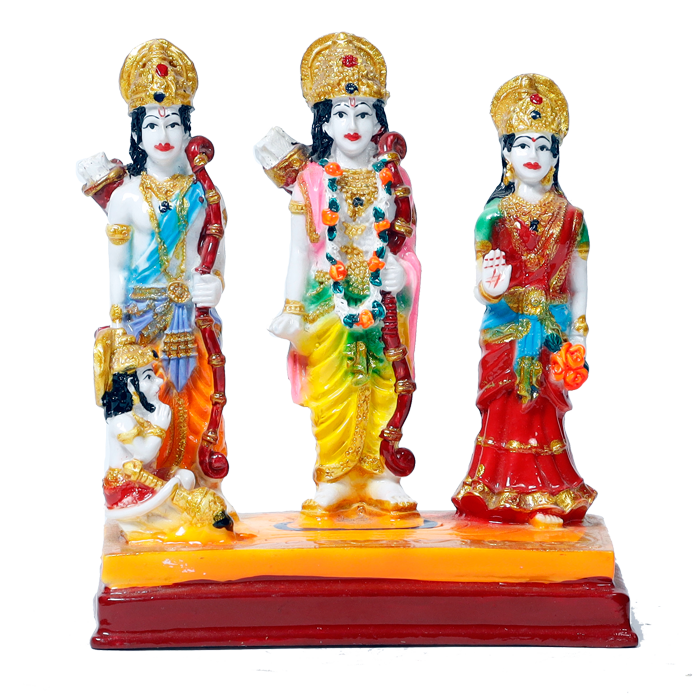Ram Darbar Marble Dust Murti Idol - 5 × 3 Inches | For Pooja Temple And Home Decor