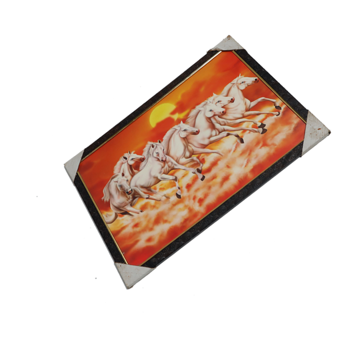 7 Running Vastu Shastr White Horse Photo Frame - 20 × 13 Inches | For Home Decor And Gifts