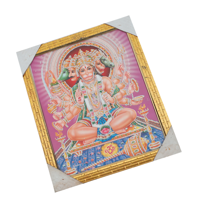 Lord Punch Mukhi Hanuman Photo Frame - 12 × 10 Inches | For Pooja Temple | Home Decor And Gifts