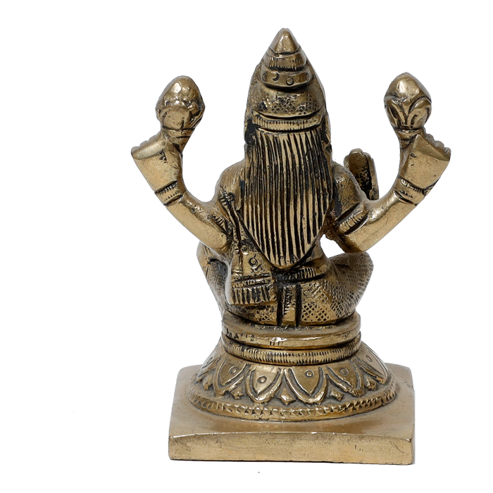 Brass Murti Goddess Lakshmi Ji Is Sitting On Stool - 3.7 × 2.9 Inches | For Pooja Temple | Home Decor And Gifts