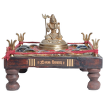 12 Jyotirling Sampoorna Shiva Yantra Chowki with Lord Shiva Idol In Brass & Wood - 6 × 6 Inches