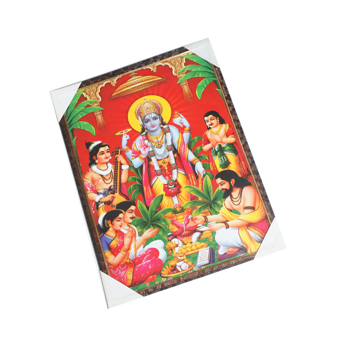Shree Satyanarayan Bhagwan Photo Frame - 25 × 19 Inches | For Pooja Temple | Home Decor And GIfts