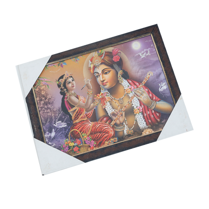 Lord Krishan And Goddess Radha Photo Frame - 13 × 10 Inches | For Pooja Temple | Home Decor And Gifts