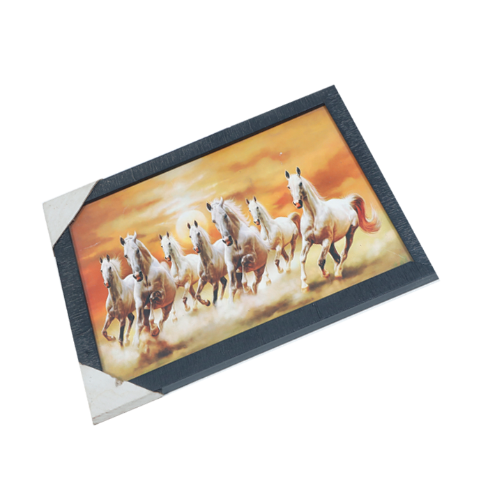 7 Running Vastu Shastr White Horse Photo Frame - 9 × 13 Inches | For Home Decor And Gifts