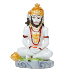 Hanuman Ji Is Sitting On The Throne | Marble Dust Murti Idol - 4 × 3 Inches | For Pooja Temple And Home Decor
