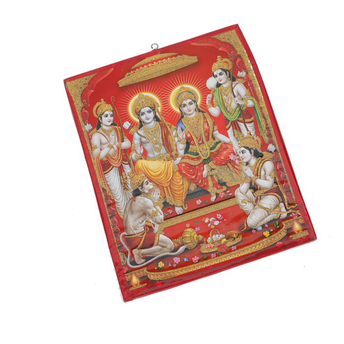 Lord Ram Darbar With Ram, Laxman, Sita And Hanuman Photo Frame - 13 × 8 Inches | For Pooja Temple | Home Decor And GIfts