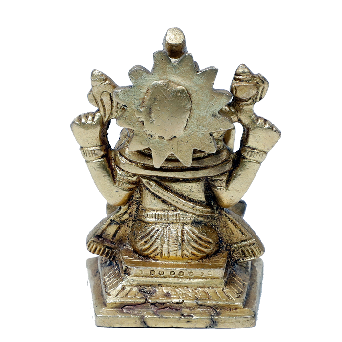 Brass Murti Lord Ganesha Is Sitting On Throne - 3 × 2 Inches | 3.5 × 3 Inches | 3 × 2.5 Inches | 3 × 3 Inches | For Pooja Temple | Home Decor And Gifts