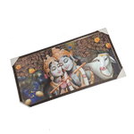 Lord Krishna And Goddess Radha With Cow Photo Frame - 20 × 40 Inches | For Pooja Temple | Home Decor And Gifts