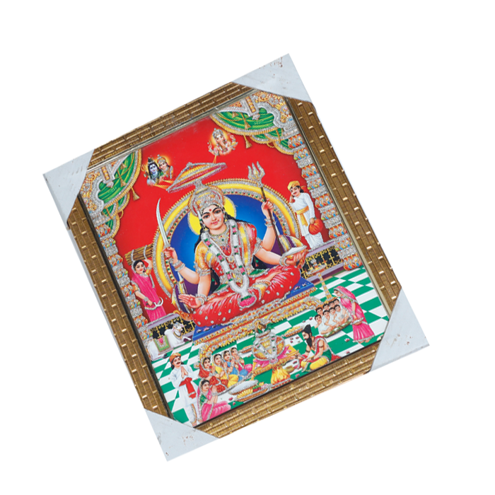Goddess Santoshi Mata Is Sitting On Throne Photo Frame - 12 × 10 Inches | For Pooja Temple | Home Decor And Gifts