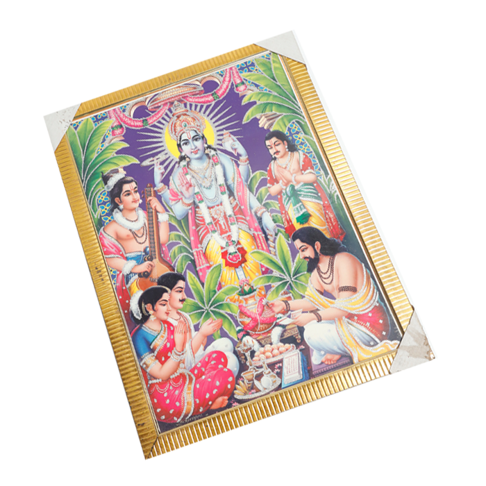 Shree Satyanarayan Bhagwan Photo Frame - 26 × 20 Inches | For Pooja Temple | Home Decor And Gifts