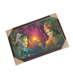 Goddess Radha And Lord Krishan Photo Frame - 13 × 19 Inches | For Pooja Temple | Home Decor And Gifts