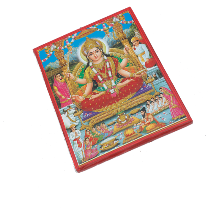 Goddess Santoshi Mata Is Sitting On Throne Photo Frame - 12 × 8 Inches | For Pooja Temple | Home Decor And GIfts