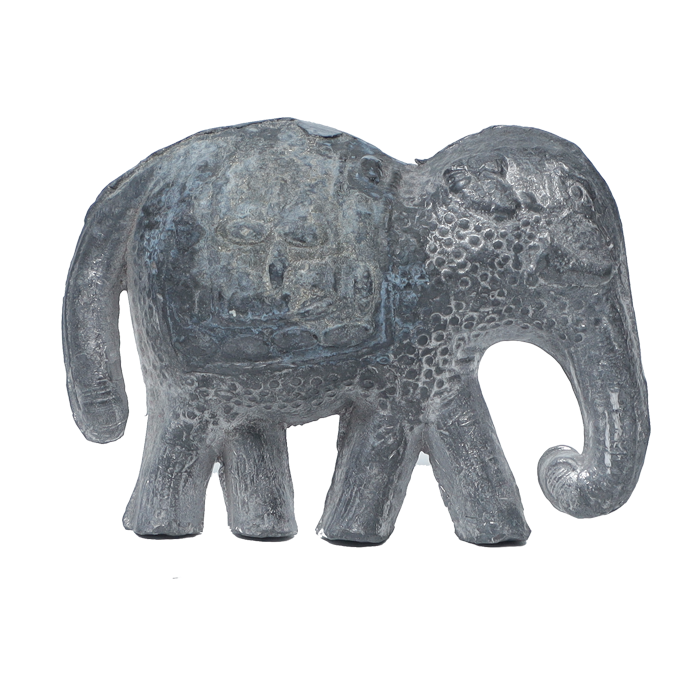 Brass Dhokra Elephant Statue With Carved Jali Design - 2.5 × 3Inches