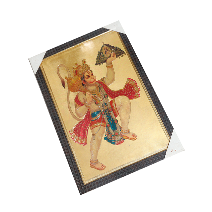 Hanuman Ji Holding A Mountain On His Hand Photo Frame - 25 × 17 Inches | For Pooja Temple | Home Decor And Gifts