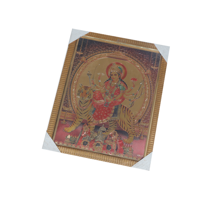 Goddess Durga Mata Is Sitting On The Lion Photo Frame - 17× 13 Inches | For Pooja Temple | Home Decor And Gifts