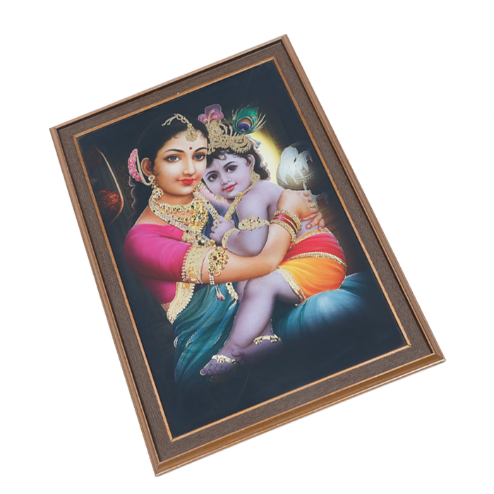 Yashoda Maa With Bal Krishna Photo Frame - 14 × 20 Inches | For Pooja Temple | Home Decor And Gifts