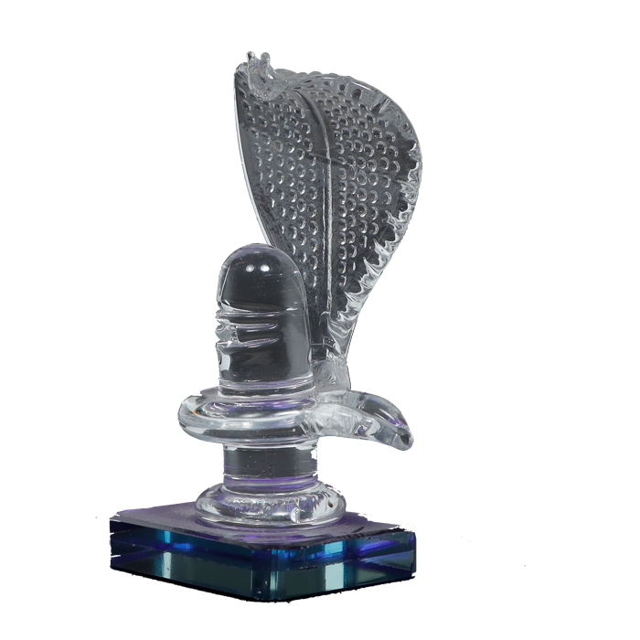 Handcrafted Glass Shiva Lingam Shiv Ling Idol - 4 × 2 Inches