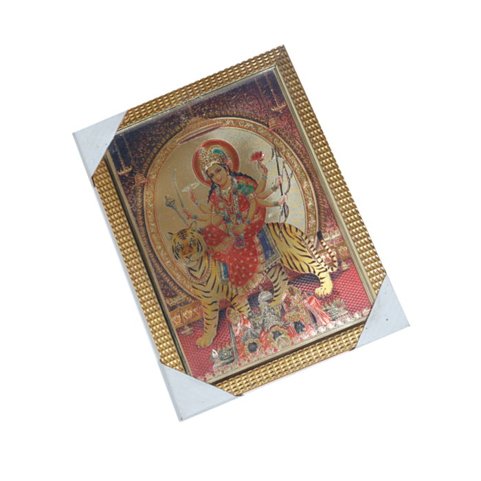 Goddess Durga Mata Is Sitting On The Lion Photo Frame - 13 × 10 Inches | For Pooja Temple | Home Decor And Gifts