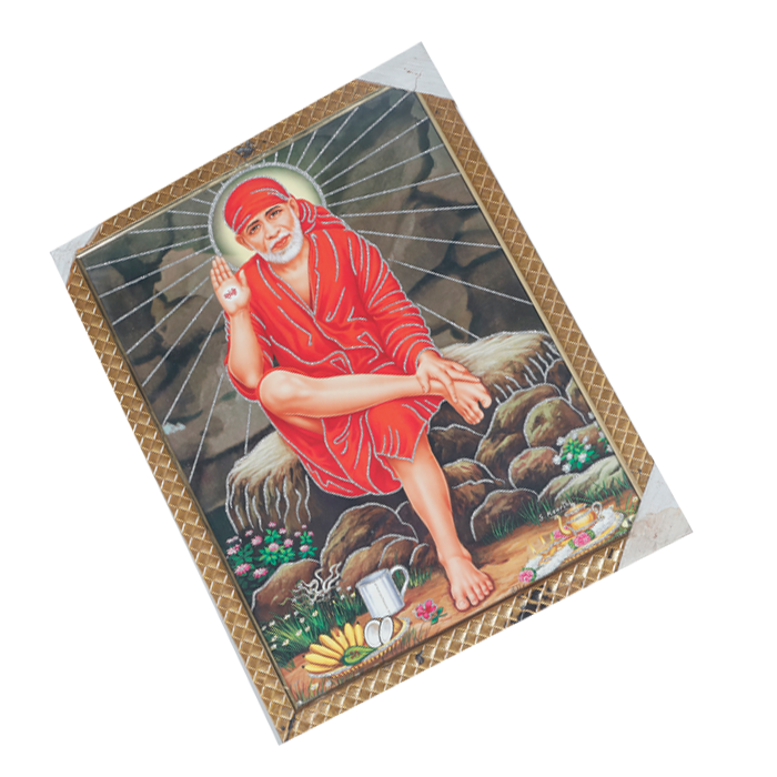 Shree Sai Baba Photo Frame - 17 × 13 Inches | For Pooja Temple | Home Decor And GIfts