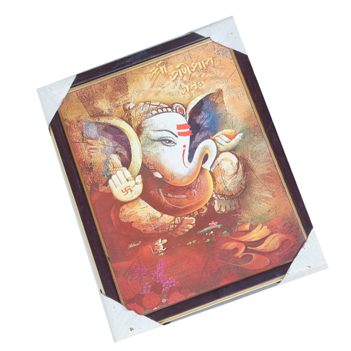 Lord Ganesha Photo Frame - 12 × 10 Inches | For Pooja Temple | Home Decor And Gifts