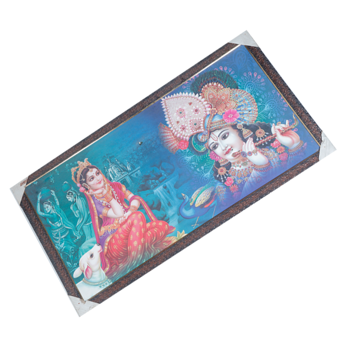Lord Krishna And Goddess Radha Photo Frame - 20 × 40 Inches | For Pooja Temple | Home Decor And Gifts