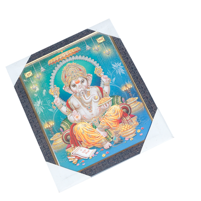Lord Ganesha Photo Frame - 11 × 10 Inches | For Pooja Temple | Home Decor And Gifts