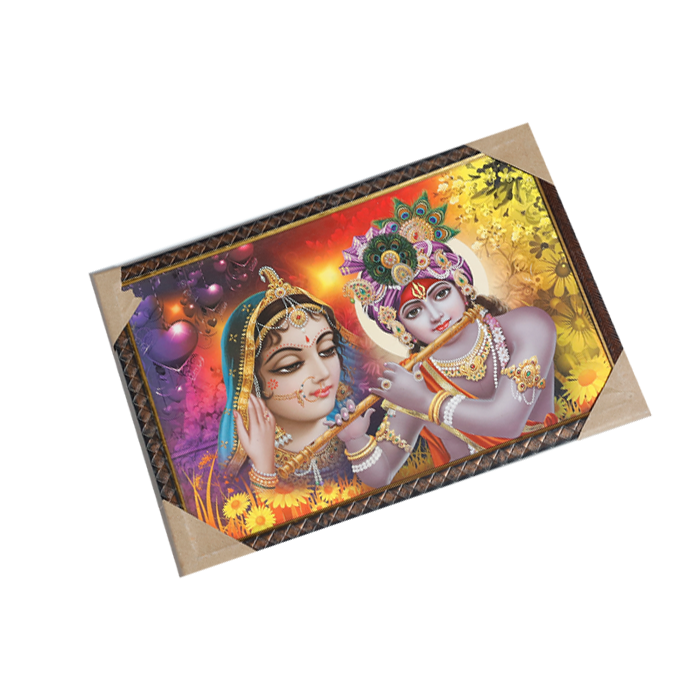 Goddess Radha And Lord Krishan Photo Frame - 13 × 19 Inches | For Pooja Temple | Home Decor And Gifts