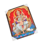 Goddess Saraswati Mata Sitting on Swan Photo Frame - 25 × 19 Inches | For Pooja Temple | Home Decor And GIfts