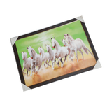 7 Running Vastu Shastr White Horse Photo Frame - 22 × 30 Inches | For Home Decor And Gifts
