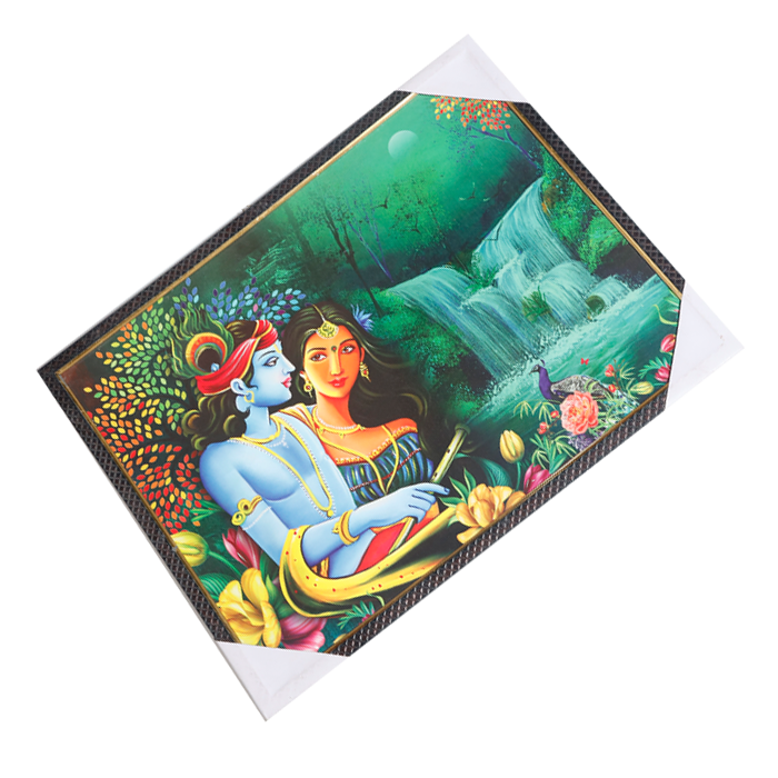 Lord Krishan And Goddess Radha Photo Frame - 19 × 25 Inches | For Pooja Temple | Home Decor And Gifts