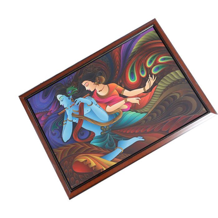 Lord Krishan And Goddess Radha Photo Frame - 30 × 22 Inches | For Pooja Temple | Home Decor And Gifts